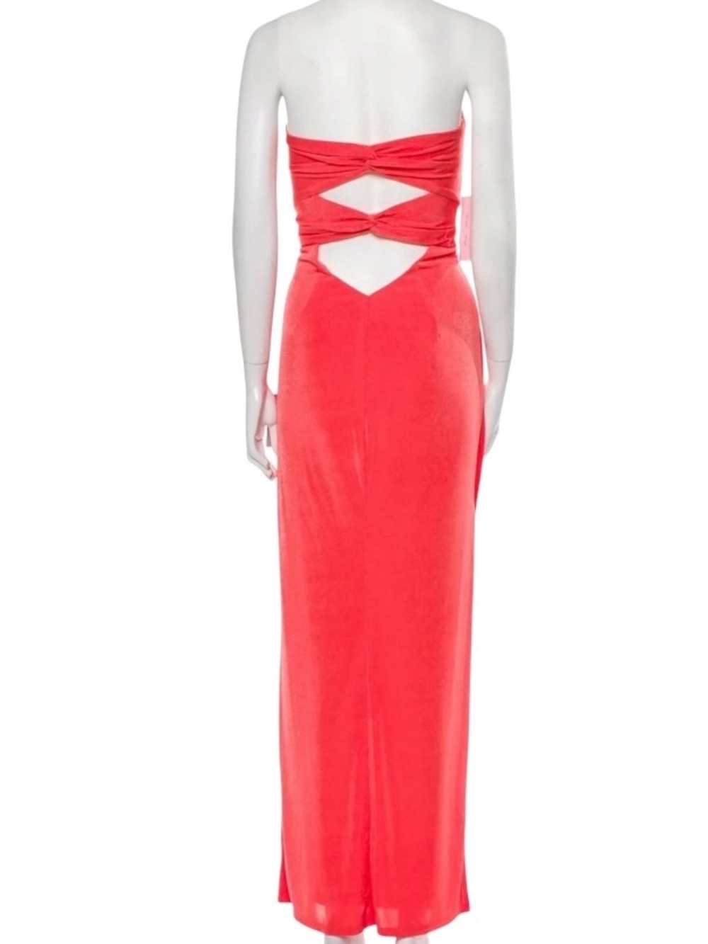Katie May Women’s Orange Strapless Bodycon Maxi Dress Open Back New size small